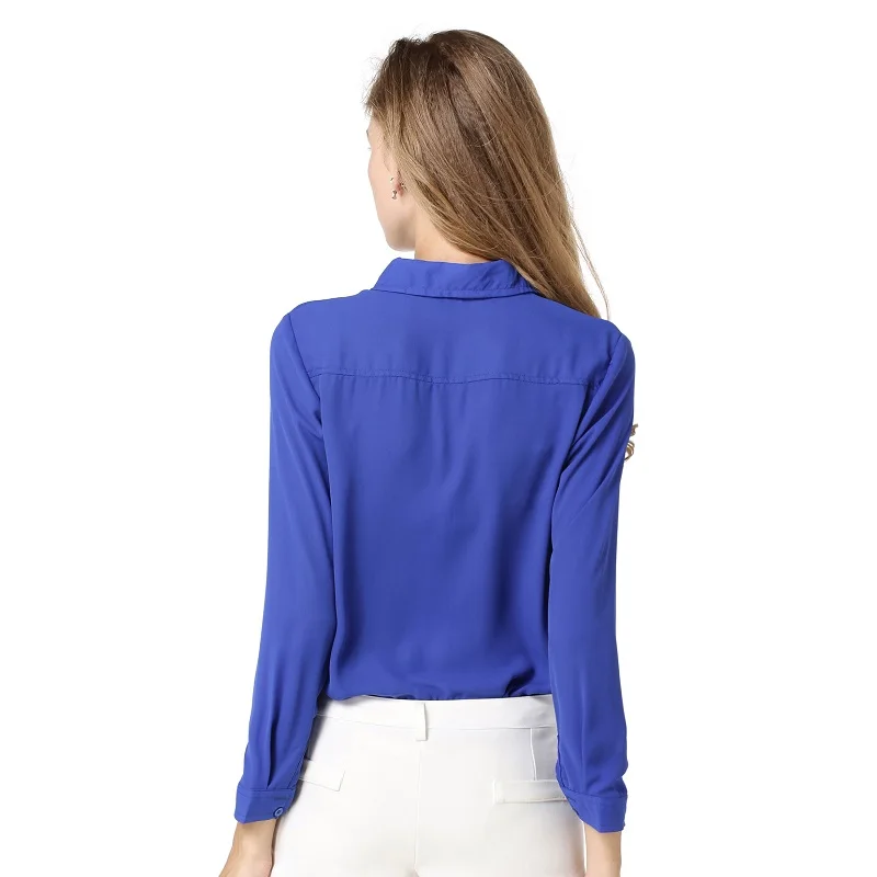 2019 blusas Solid color women blouses chiffon blouse Fashion shirt long sleeve tops