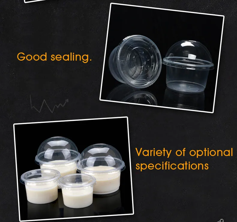 50 Set Disposable Pudding Cup Plastic sauce cups lid jelly Bowl Dessert yogurt small mini box home party Wedding 1/2/3/4/5/6oz