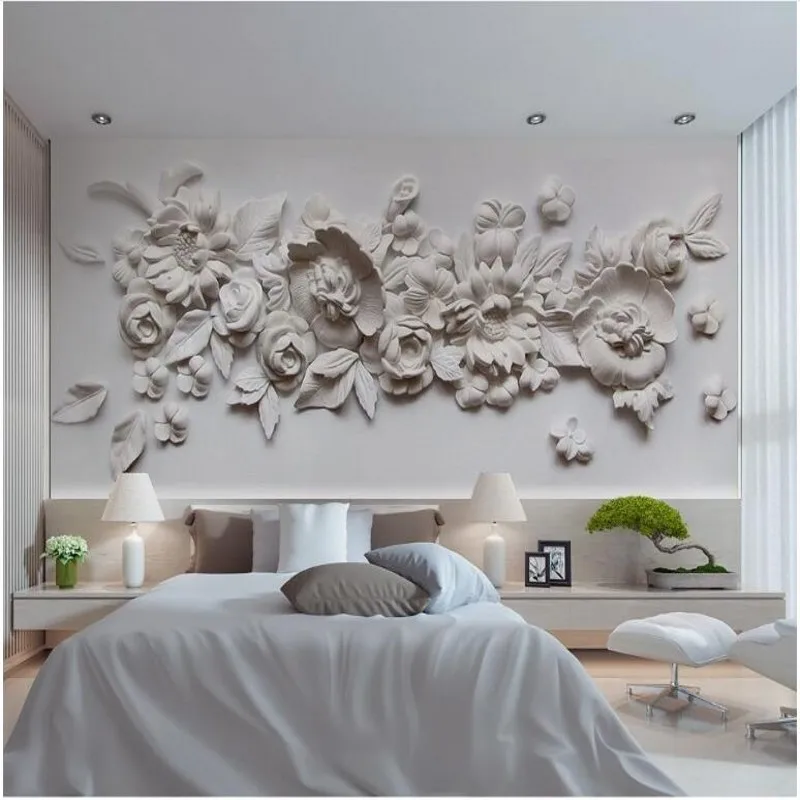 

wellyu Custom large fresco 3d 3d exquisite oil painting style European gypsum carved backdrop non - woven wallpaper