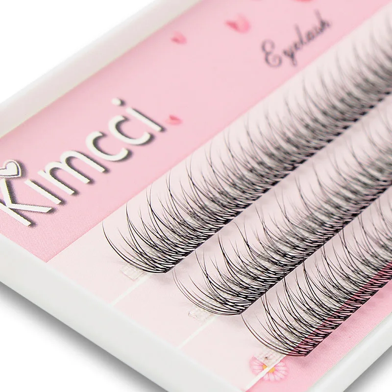 Kimcci 120 szt. Premium Mink Individual Dovetail Przedłużane Rzęsy Naturalne 3D Kępki Rzęs Profesjonalny Makijaż Rozkloszowane Rzęsy