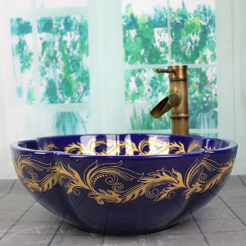 Bathroom Porcelain Ceramic Vessel Sink Basin round Wash Basin Lavatory artificial basin