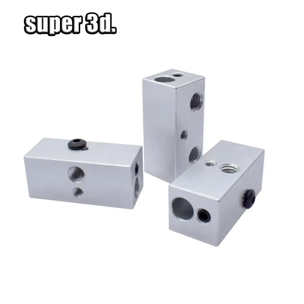 1 Uds. Bloque de calor 3D E3D V5 V6 MK7 MK8 MK2 MK10 volcán PT100 CR10 2 en 1 salida de aluminio/latón para piezas de impresora 3D Hotend