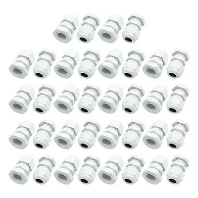 

36Pcs PG9 4mm to 8mm Waterproof Connector Plastic Cable Gland White