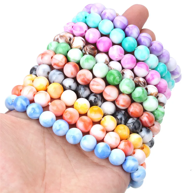 Colorful Beads Snap Bracelet DIY Charms Bangle Fit 18mm Snap Buttons Jewelry For Women ZE508E