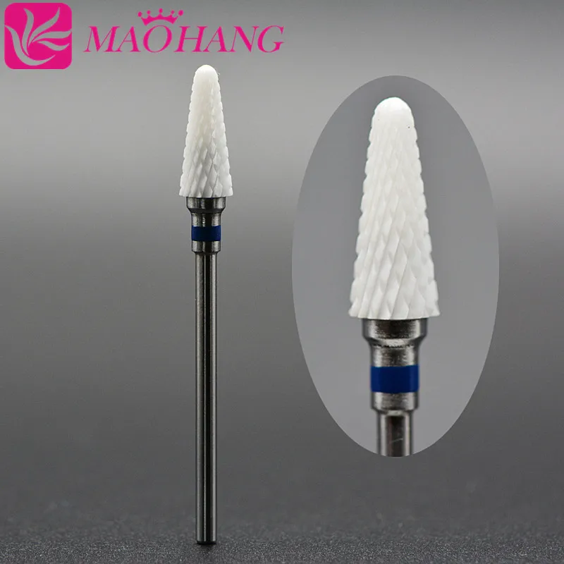 MAOHANG 1PCS Bullet Ceramic Nail Drill Bit Nail File Cutter for Electric Manicure Machine Nail Art Tool Nail Drill Accessory