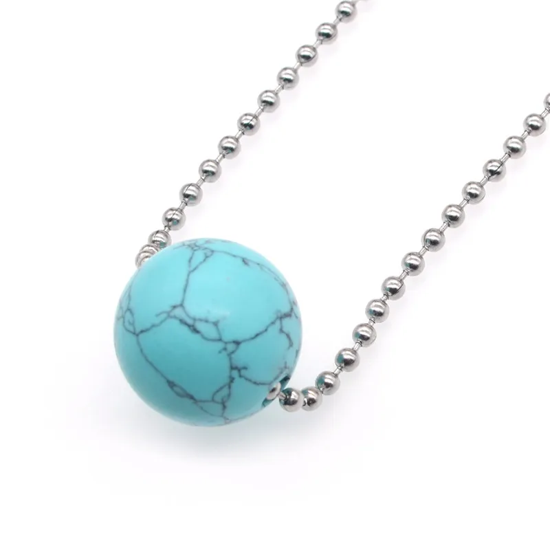 18mm 3mm Hole Beads Natural Gem stone Adjustable Necklace with bead chains Fashion Jewelry