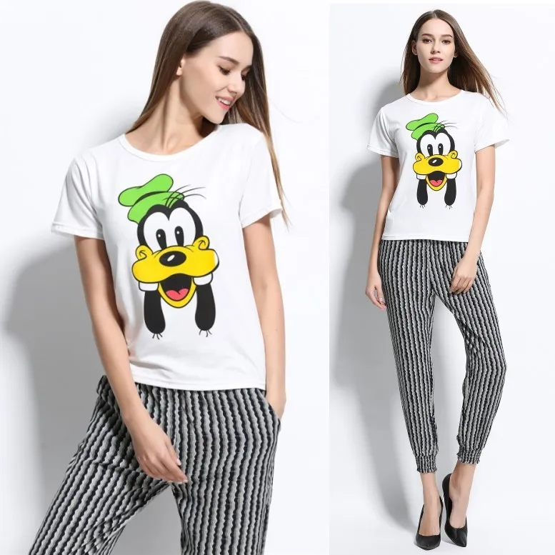 Fashion girl summer white T-shirt printed cartoon animal duck's short sleeve T