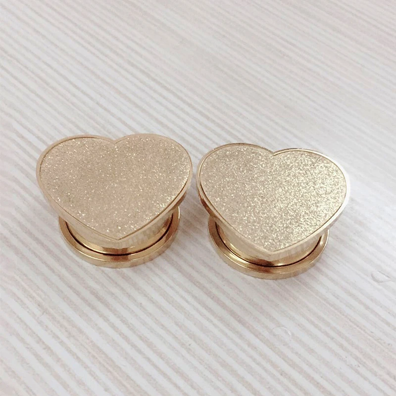 High quality Pair Screw Heart Shape Ear Tunnels Plugs Ear Gauges Reamer Stainless Steel ear expander Body Piercing Jewelry8-18mm