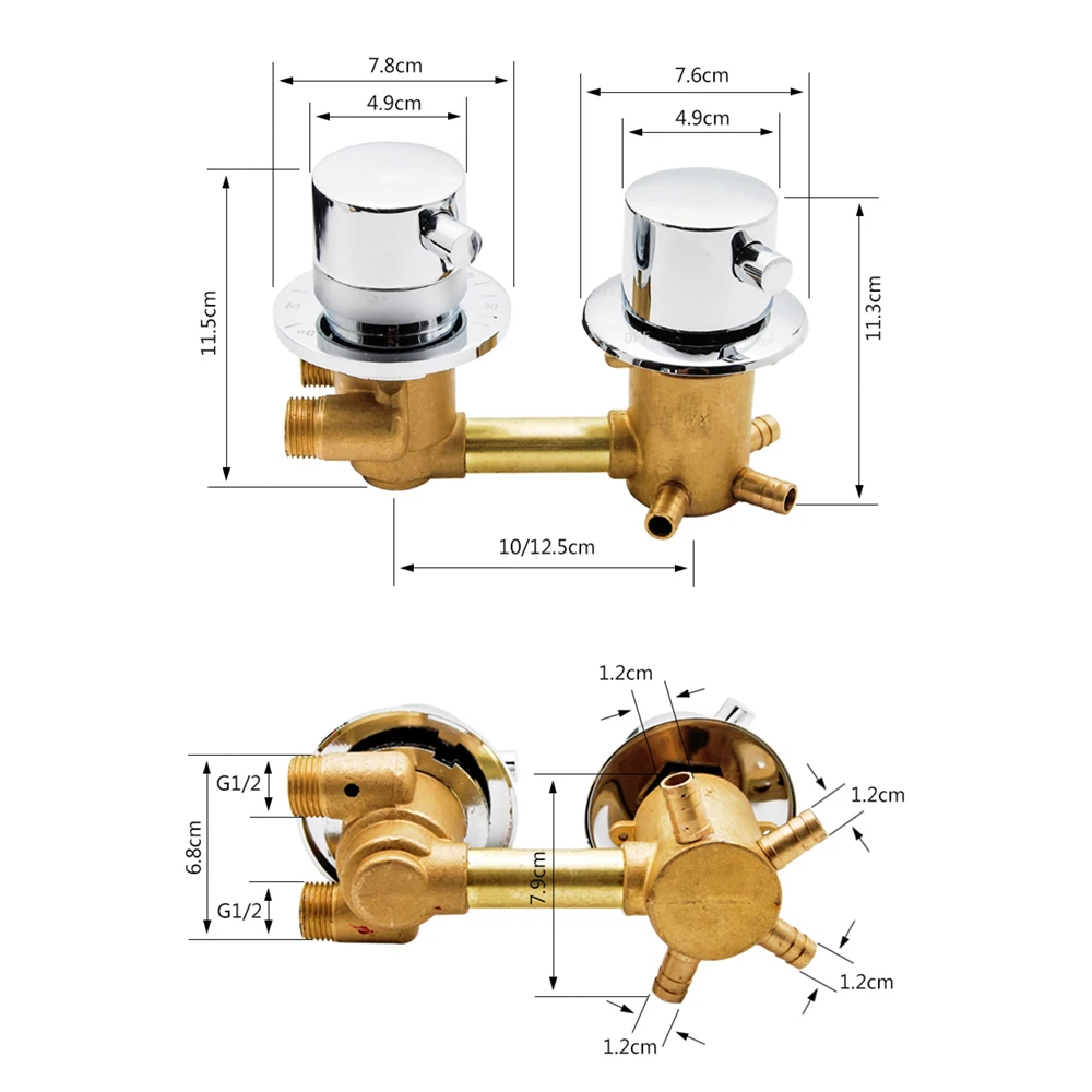 Thermostatic Shower Faucets 2/3/4 Outlet 10cm /12.5cm Intubation Brass Mixing Valve Tap Temperature Mixer Control Bathroom