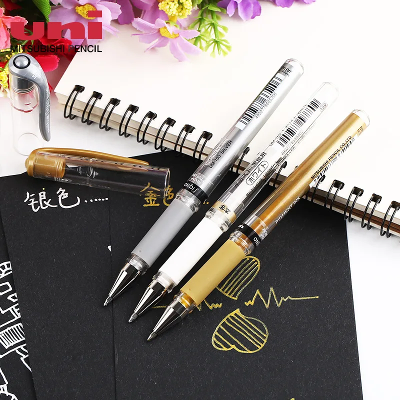 1pcs UNI-153 Gel Ink Signature Pen High Light /Coverage /White Space Paint Oil Stroke Marker 1.0mm Gold/Silver/Black/Blue/Red