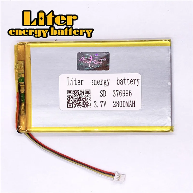 plug 1.0-4P 376996 2800mah 3.7V flat rechargeable Tablet PC Battery 3.7v lipo battery lithium for mosquito lamp