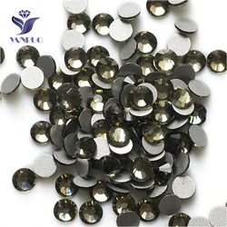 YANRUO 2058NoHF SS3-SS34 Black Diamond Non Hot Fix Glue On Rhinestone Flat Back Glass Strass Crystal Stone