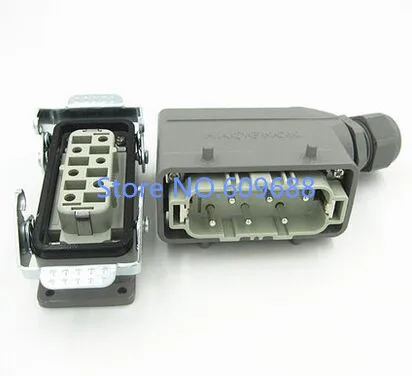 35A 6 pins HDC-HSB-4 Surface Mounted connettore Presa Aviation Pesanti Rettangolo Collegare Il Cavo del Settore A Prova di Acqua