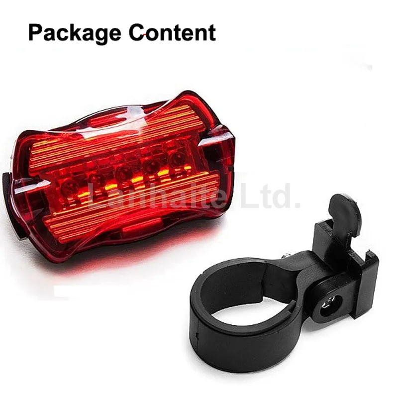 5 x LED 7-Mode Red Safety Bike Rear Light with Mount (2 x AAA) - Red