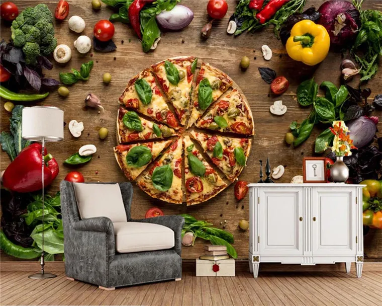 

Papel de parede Fast food Pizza Vegetables Food 3d wallpaper,living room kitchen fast food shop cafe restaurant KTV bar murals