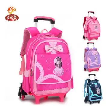 kids School Backpack On wheels Trolley School bag for girl kid's luggage Trolley Rolling Bag Children School Backpack for kids