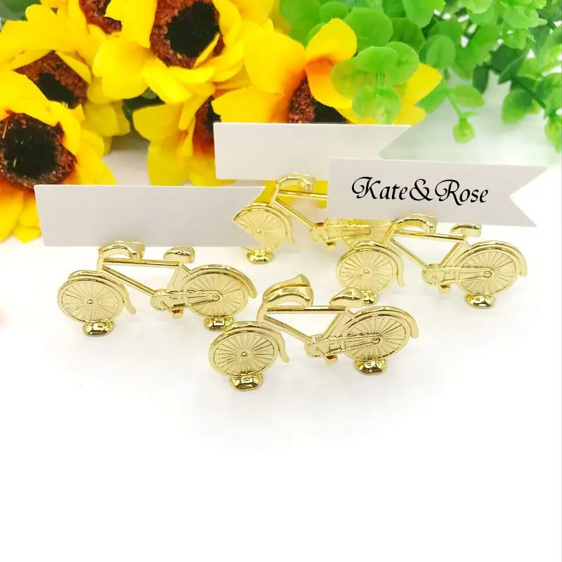 40PCS  Wedding Table Decoration Gift Vintage/Gold Bicycle Place Card Holder Bike Design Name Card Holders Party Supplies image 3