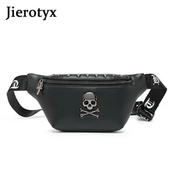 JIEROTYX Rock Skull borsa da cintura da donna rivetto borsa sul petto marsupio al vapore borsa a Banana femminile Punk marsupio marsupio all'ingrosso