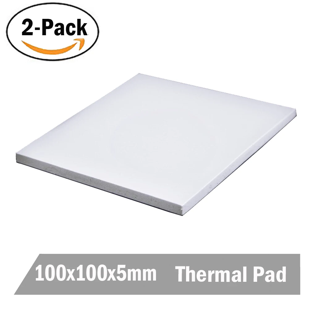 

2Pcs Gdstime 5mm White Heatsink Cooling GPU CPU Thermal Conductive Silicone Pad Pads 100x100x5mm