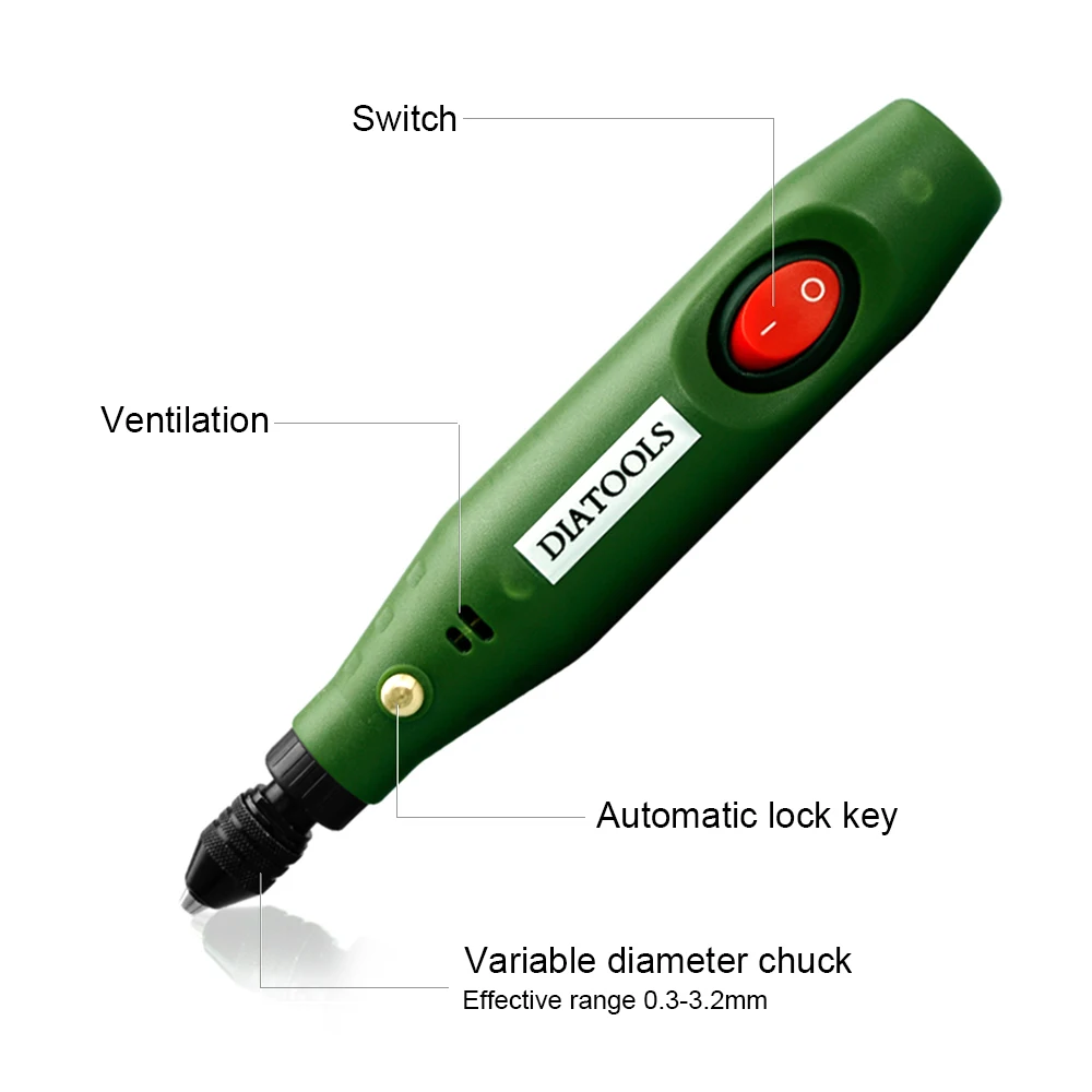 12W Pena Ukiran Listrik 100 ~ 240V Alat Daya Bor dengan Kecepatan 16000Rpm untuk Batu Ukiran/Kayu/Logam/Kaca/Plastik