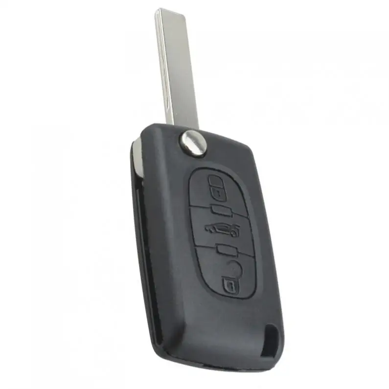 

3 Buttons Folding Replacement Key Remote Fob Shell Case With Uncut Car Flip Key Suitable For Peugeot 107 207 307 407 408