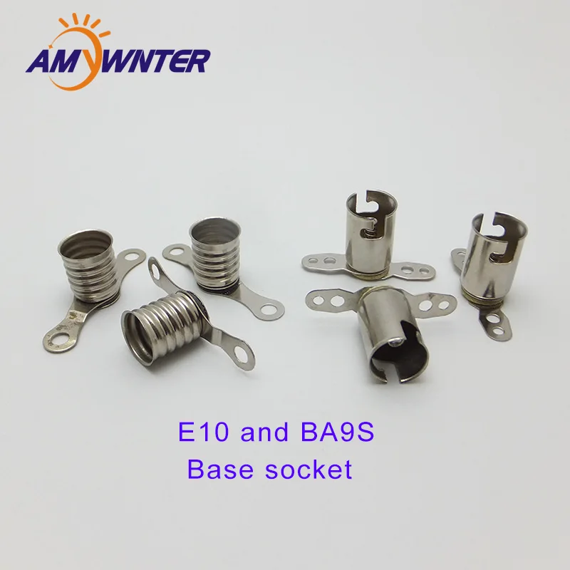 Amywnter BA9S E10 Lampholder Long Leg LED Bulbs Light T4w Base Socket for circuit electrical test accessories 50PCS