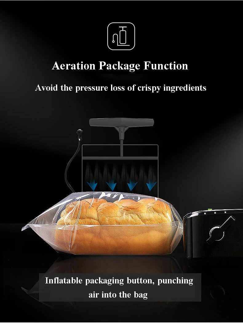 Máquina de sellado inflable de bombeo totalmente automática, empaquetadora comercial para el hogar, envasadora al vacío pequeña MS5008