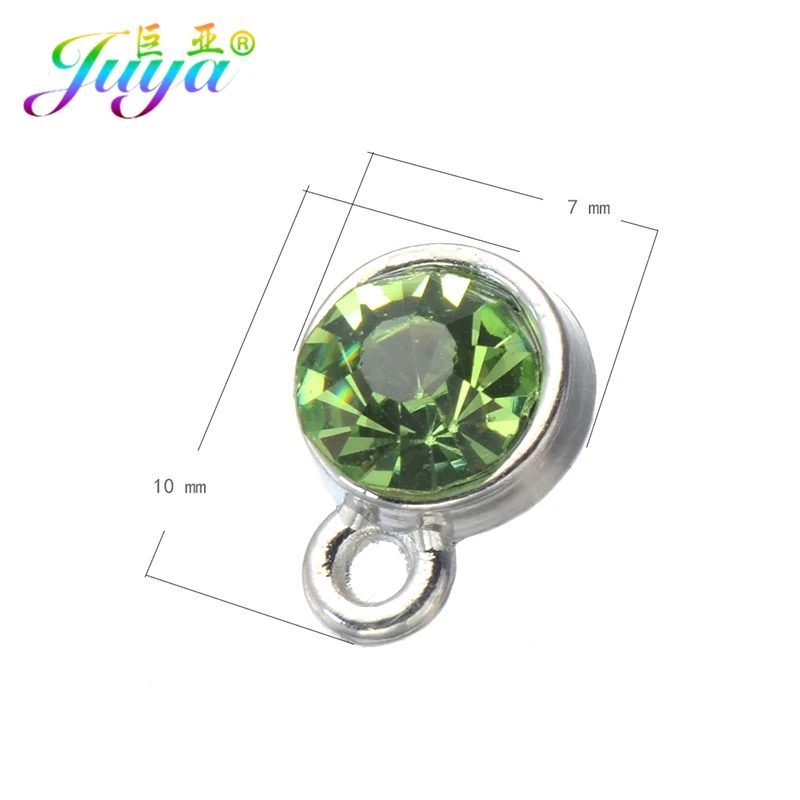 Juya 30pcs/lot Wholesale 12 Colors Cz Rhinestone Birthstone Charms Pendant For Handamde Pendant Birthday Jewelry Making Supplies