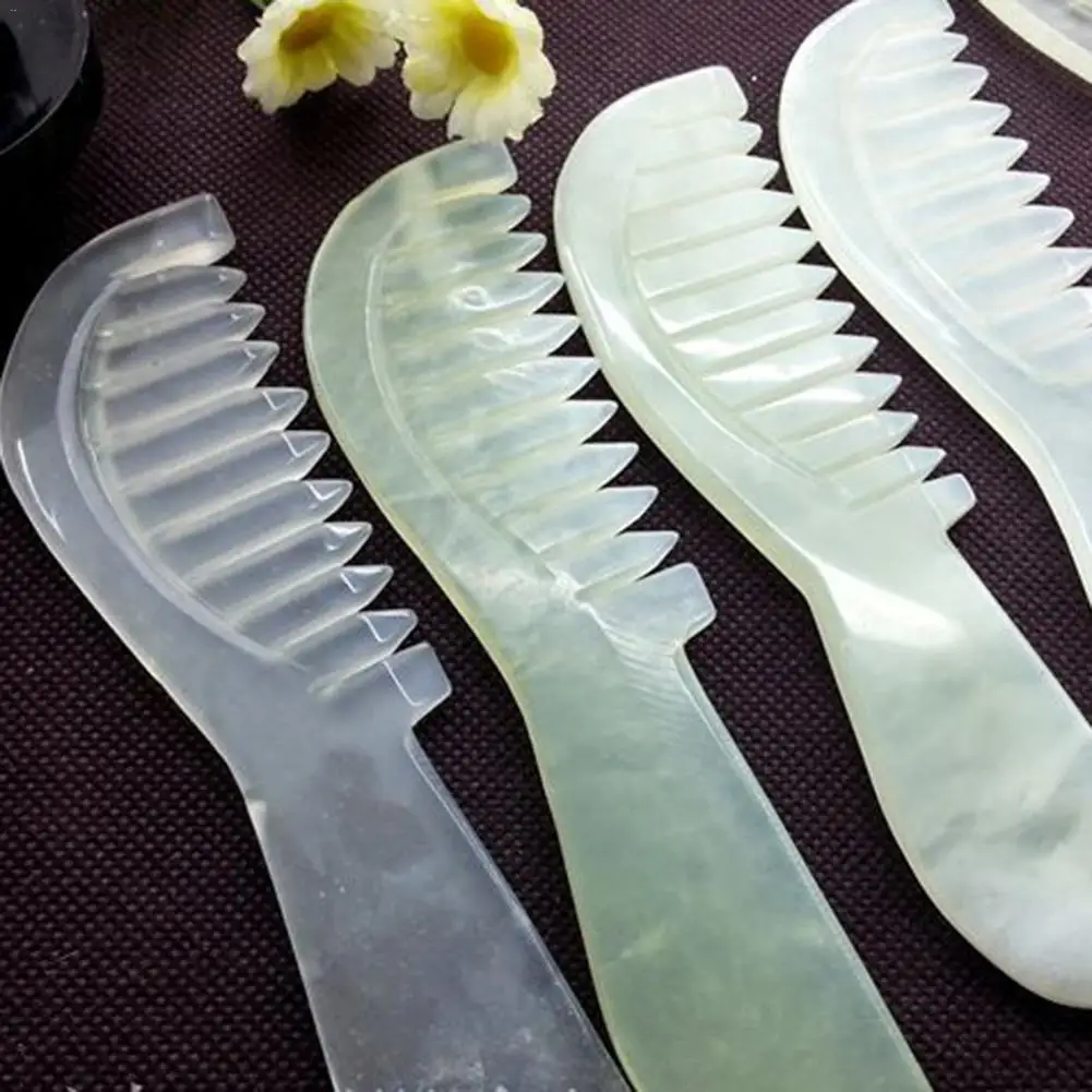 1Pc Traditional Chinese Nature Jade Comb Massage Spa Acupuncture Head Therapy Trigger Point Treatment On Head