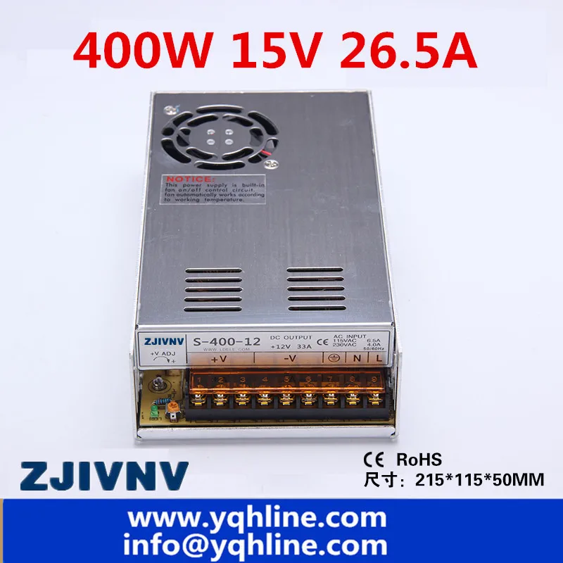 S-400W fonte ac-dc 15V 26.5a industrial switched power supply source for CCTV Camera LED Strip Light CNC 3D Print (S-400-15)