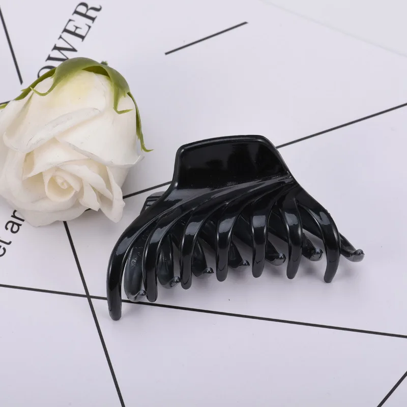 large senior 1Pcs Women Hair Clip Plastic Acrylic senior Hairpins Solid Black Hair Crab Claws Girls Make Washing Accessories