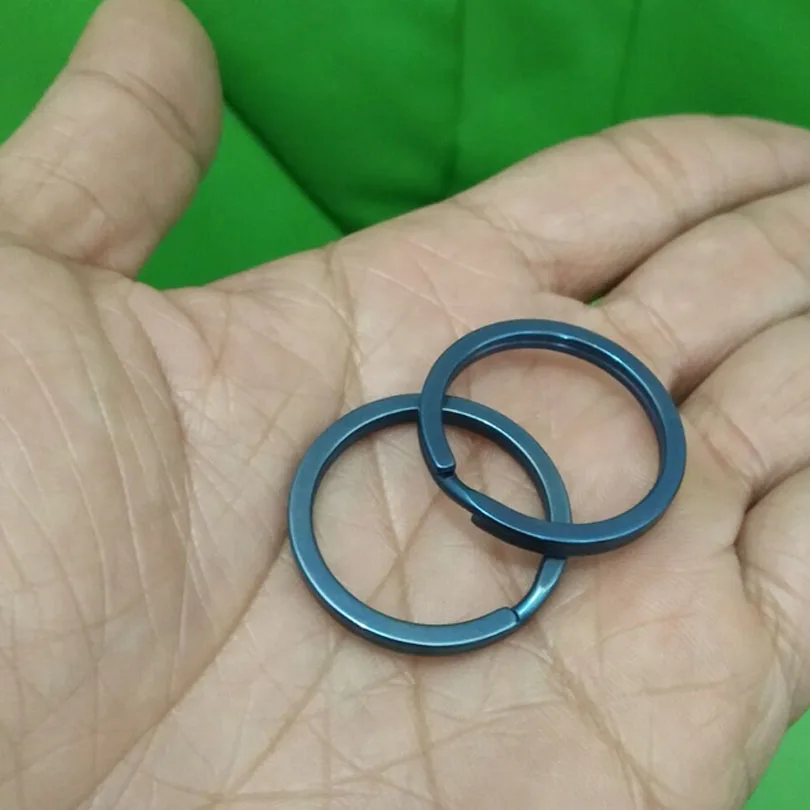 10PCS Blue Pure Titanium Split Ring TC4 Keyring Double Loop Key Chain Holder Hanging Buckle Outdoor Camping Accessories J211