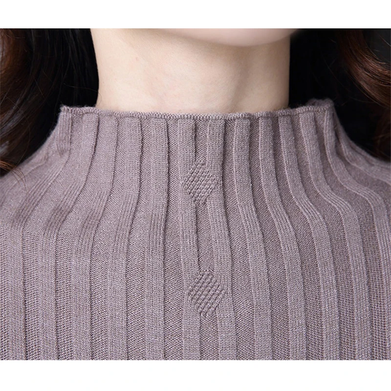 2022 New Women Autumn Winter Dress Turtleneck Long Sleeve Plaid Knitted Sweater Dress Female Loose  Sweaters Pullovers Dress 315