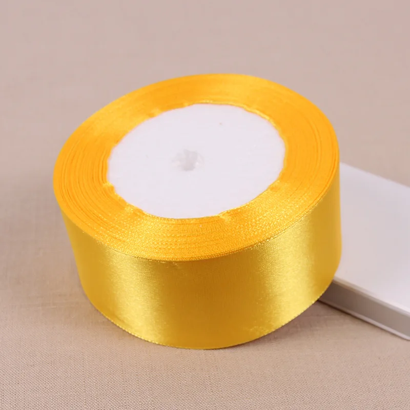 25Yards Gold Yellow Silk Satin Ribbon 6/10/15/25/40/50mm Party Home Wedding Decoration Gift Wrapping Christmas DIY Material