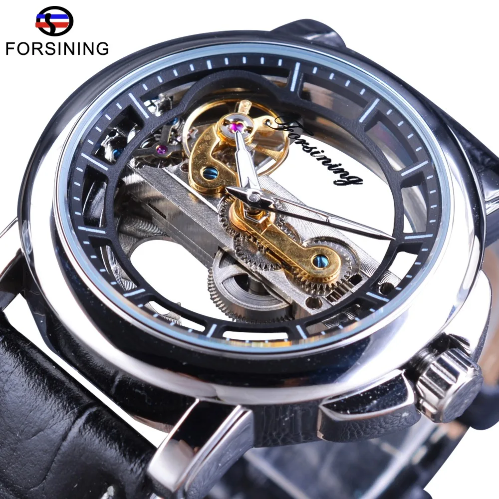 Forsining Men\'s Mechanical Watches with Automatic Winding Steampunk Watch Waterproof Design Mens Watches Top Brand Luxury Clock