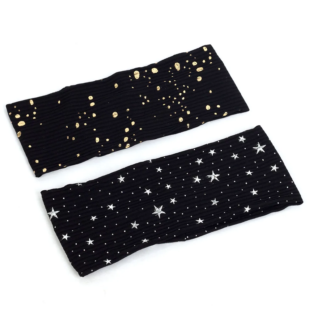 Geebro Women\'s Splatter Paint Headband Metallic Color Dot Star Head Wrap Fashion Hair Accessories Turban Female Elastic Hairband