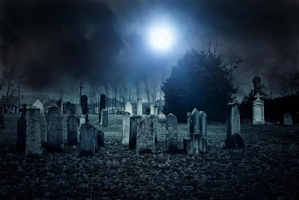 Capisco Creepy Cemetery Background Moonlight Scary Gravestone Halloween Party Photography Backdrops Photo Studio Props