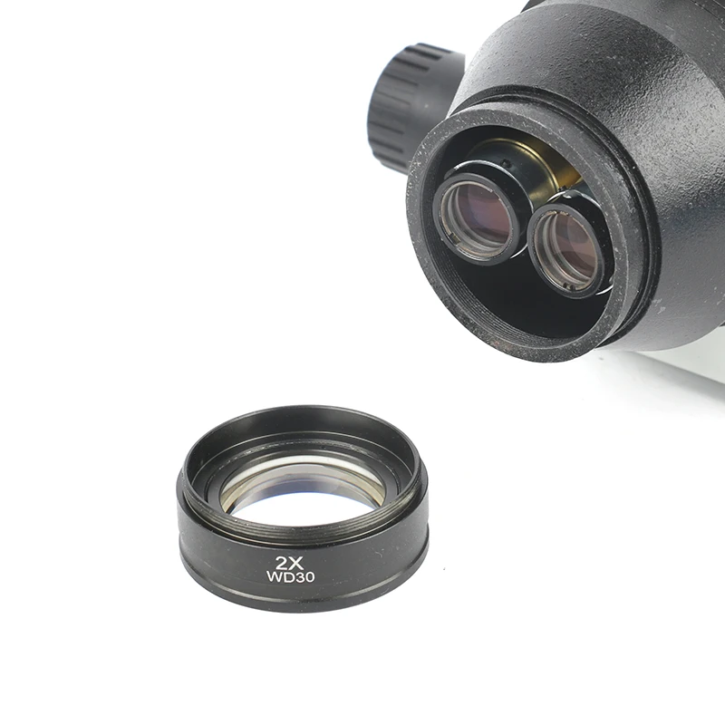 WD30 WD165 WD120 0,3X0,5X0,7X0,75 X 1X 1,5 X 2X Trinocular Mikroskop Stereo Mikroskop Hilfs ziel Objektiv Barlow Objektiv – Detail 9