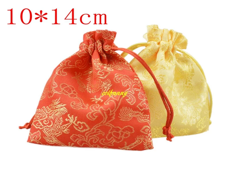 

500pcs/lot 10*14cm National wind stripe Pouch & Dragon style Drawstring Bags Sacks Christmas Wedding Party gift bags