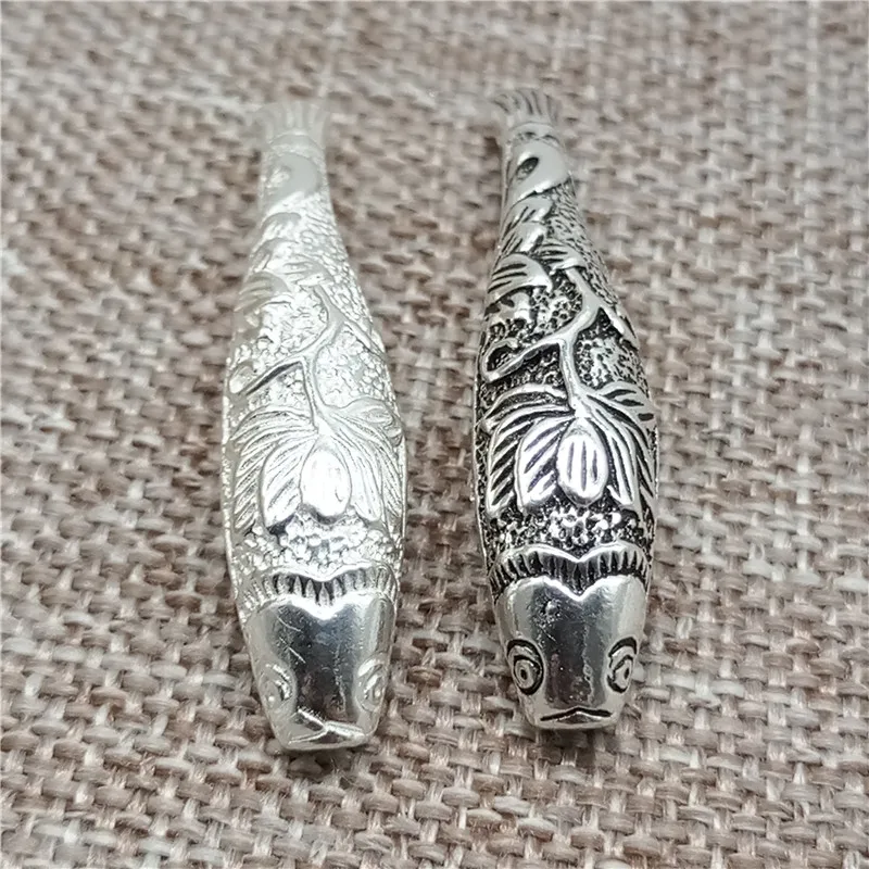 2 قطعة من 925 فضة منحنى الأسماك أنبوب الخرز ل سوار قلادة