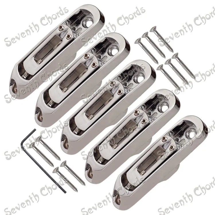 A Set of 5 Pcs Individual Bridge Saddles Tailpiece for 5 String Bass Guitar Replacement parts -  Chrome - Black - Gold  choose