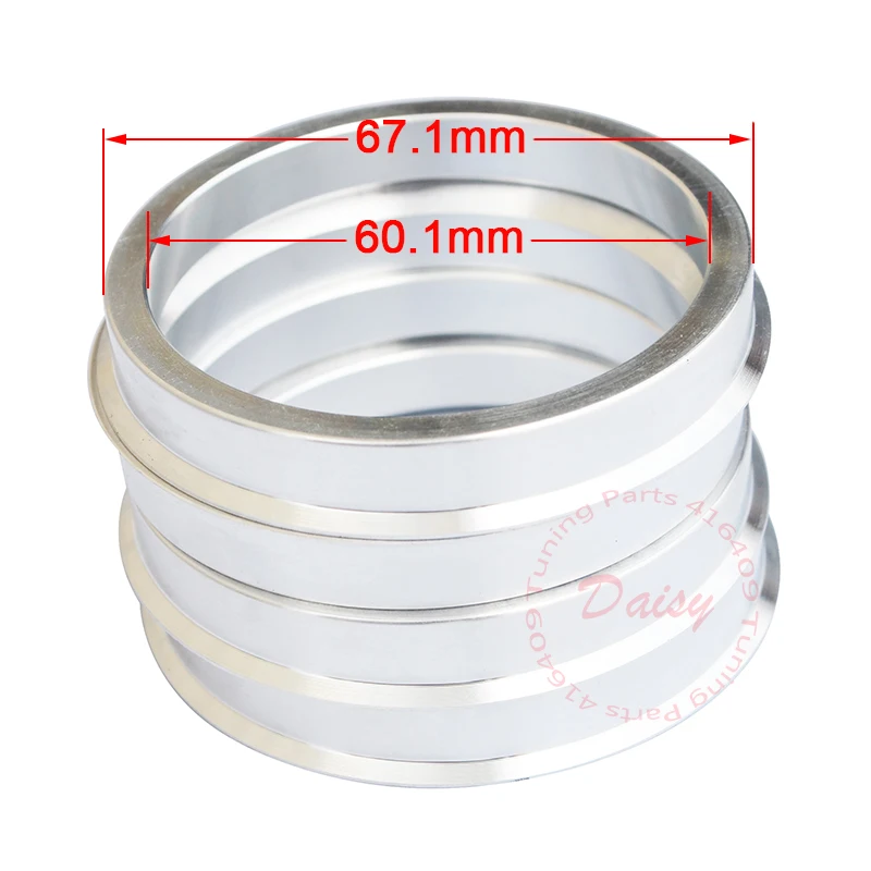 (4pcs/lot) ID 60.1mm OD 67.1mm Aluminum Variable Circle Car Wheel Hub Centric Rings (60.1-67.1)