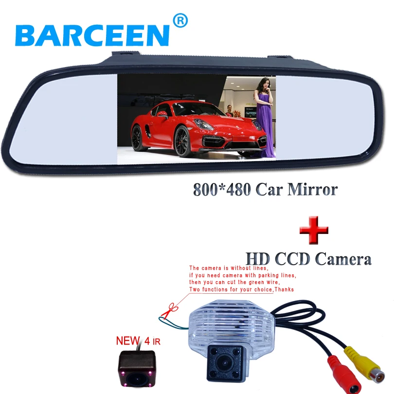 

Waterproof IP 69K car parking camera ccd image lens plastic shell +with car reversing mirror monitor 4.3" for Toyota Corolla