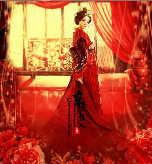 Chinese Traditional Wedding Dress Red Wedding Costume for Bride TV Play Great Empress of Han Dynasty Women's Costume