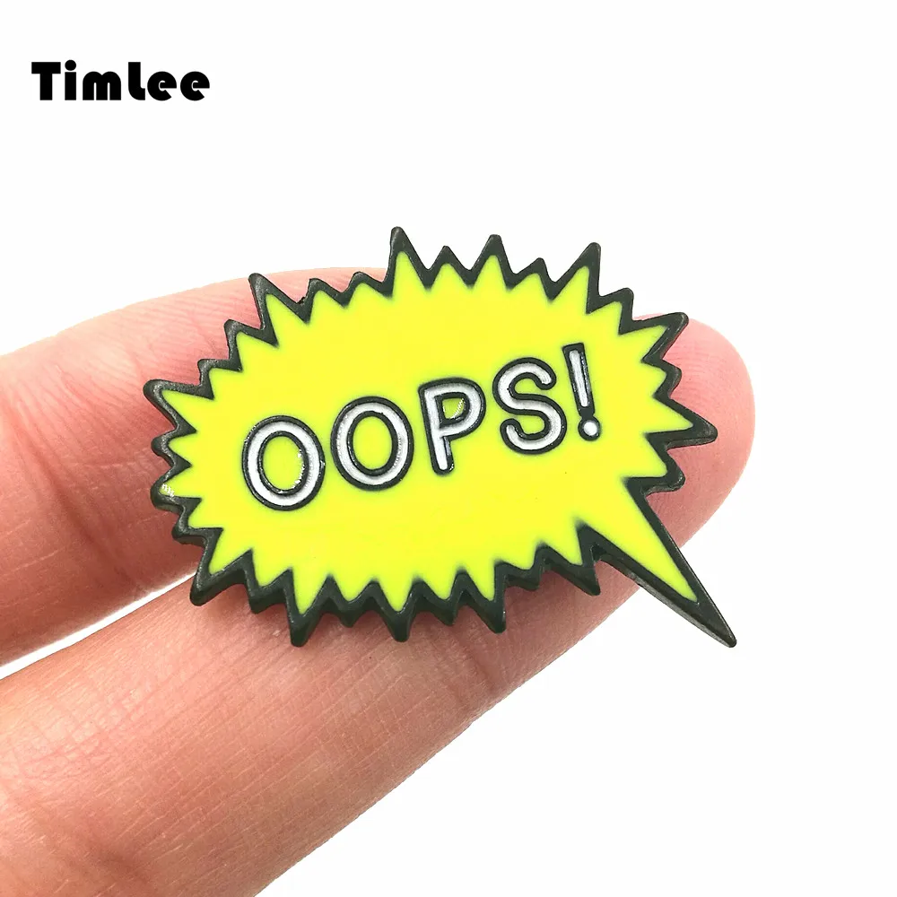 Timlee X246 Cartoon Lovely  Letter OOPS Everyday Language Brooch Pins Gift Wholesale