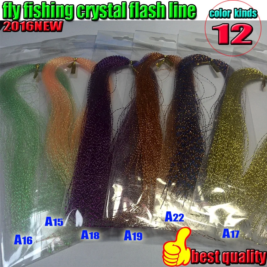 HOT fly fishing crystal flash line 12color  fishing line lure line fly fishing tying material thread 12bag/lot  length is 30CM