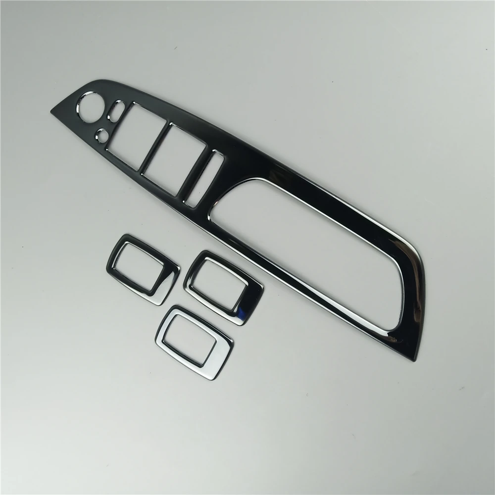 Black Car Door Armrest Panel Decoration Decals For BMW X5 E70 X6 E71 2008-2014 Stainless Steel Window Glass Lifting Buttons Trim