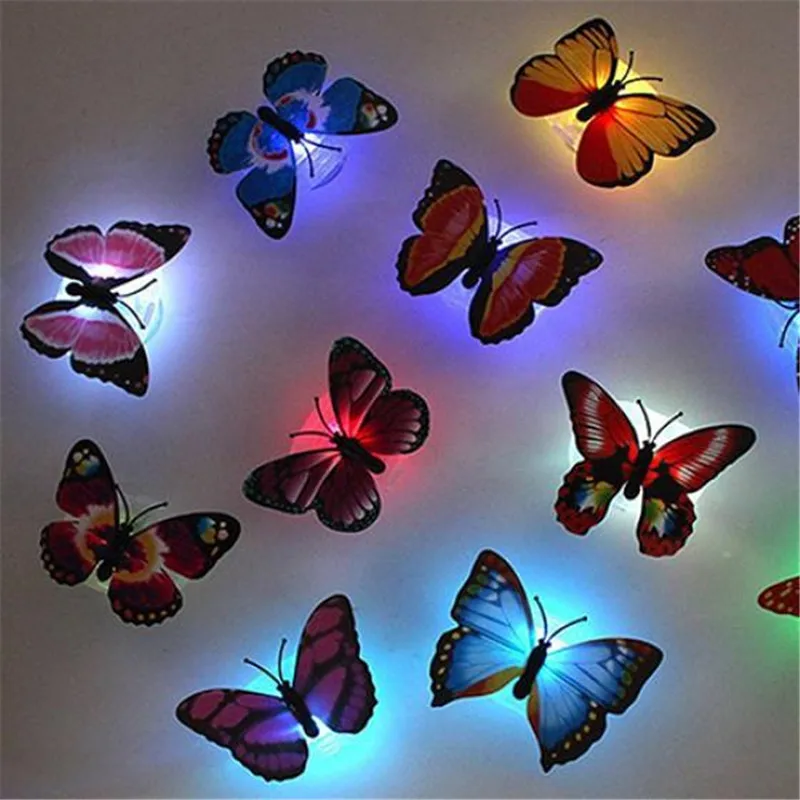 Lámpara Led de mariposa para decoración del hogar, luz nocturna para Navidad, boda, escritorio, Multicolor, 10 unids/lote