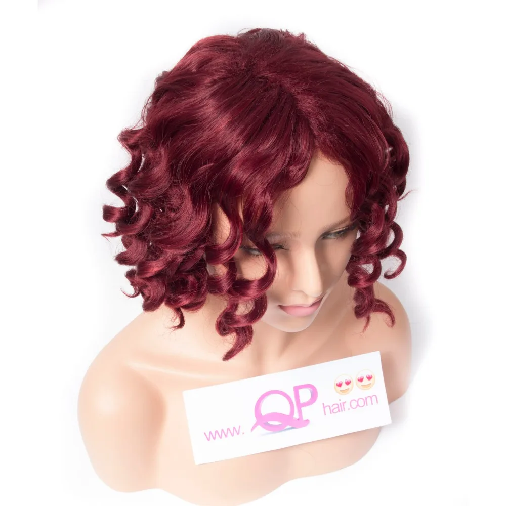 QP Hair Synthetic Wigs for Women African American Bouncy Curly Low Temperature Fiber Hair