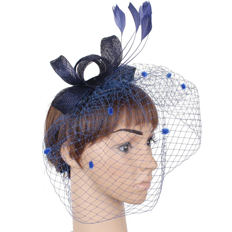 JaneVini Vintage Gold Hochzeit Hüte Und Fascinators Damen Braut Partei Hut Feder Haar Pin Net Birdcage Schleier Afrikaanse Hoed